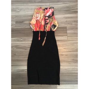 Bebe Fitted Bodycon Multi Pink Black Dress XS